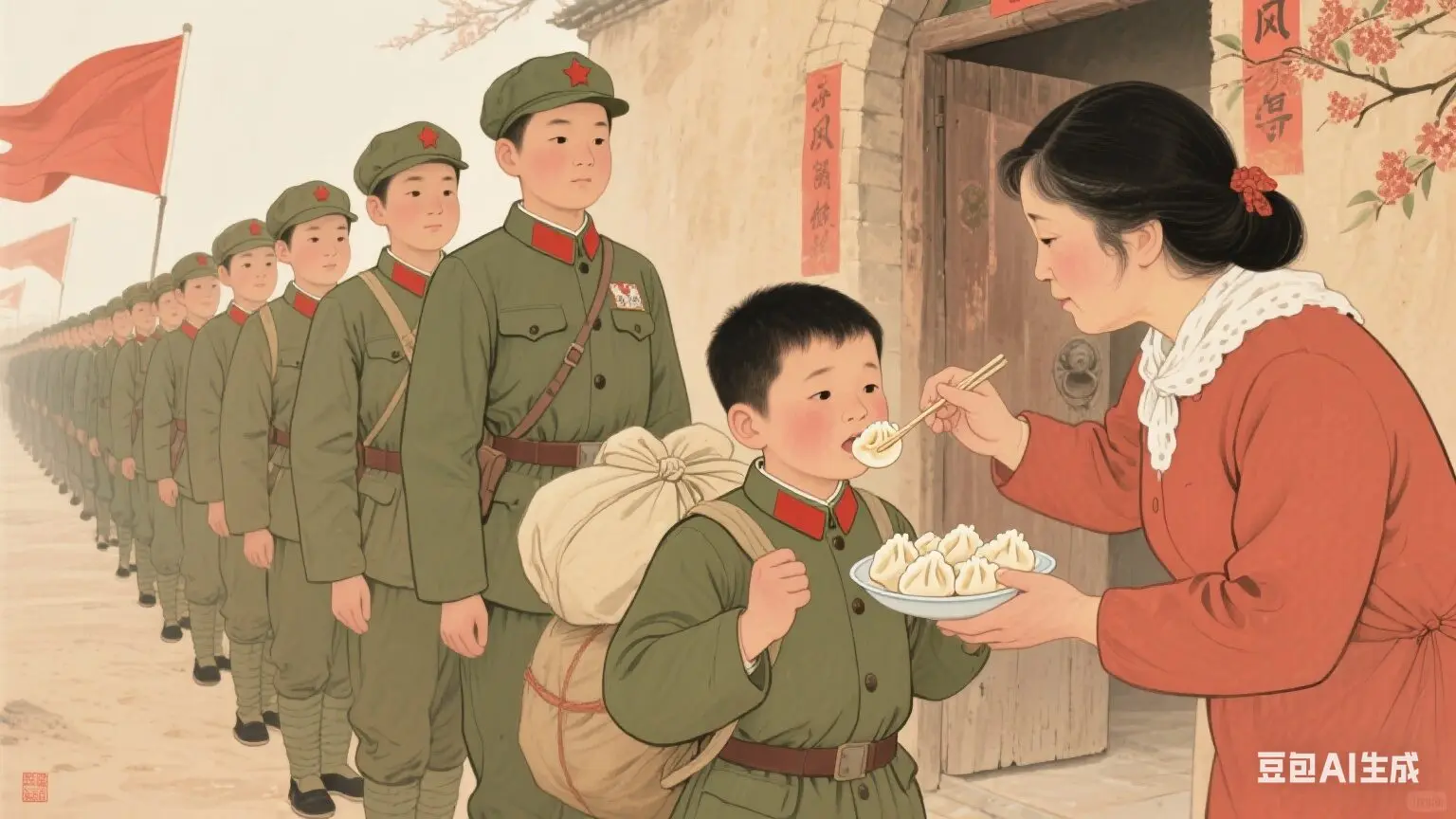 母亲喂饺送儿参军有寄-诗榜