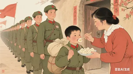 图片[1]-母亲喂饺送儿参军有寄-诗榜