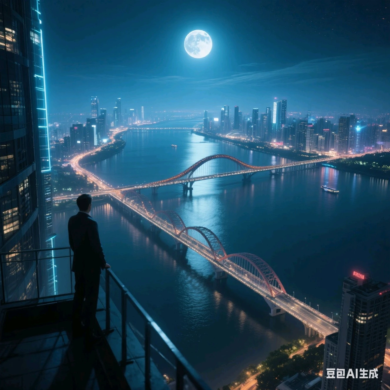 七律 夜眺钱塘江-诗榜
